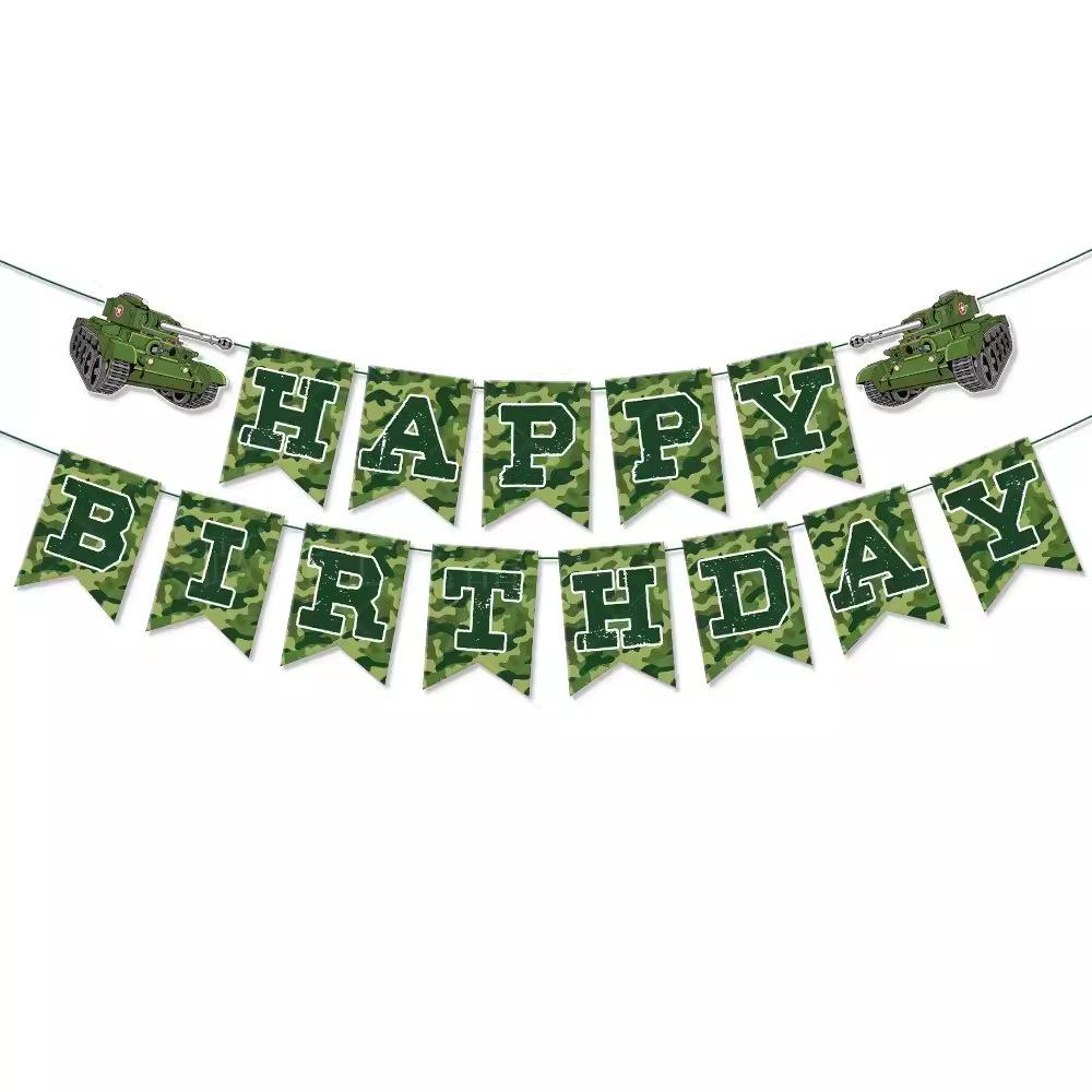 Camouflage Military Birthday Party Banner - Boys Birthday Decorations
