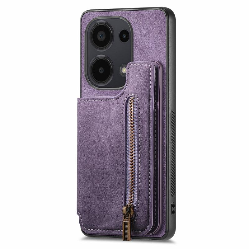 Retro Skin Wallet Back Cover for Redmi Note 13/K70/K70E/K70 Pro, for Google Pixel 9 Pro Card Slots Zipper Style case Cover