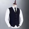 Vest Waistcoat Men's Brand Slim-Fit V Neck Dress Vests Mens Formal Business