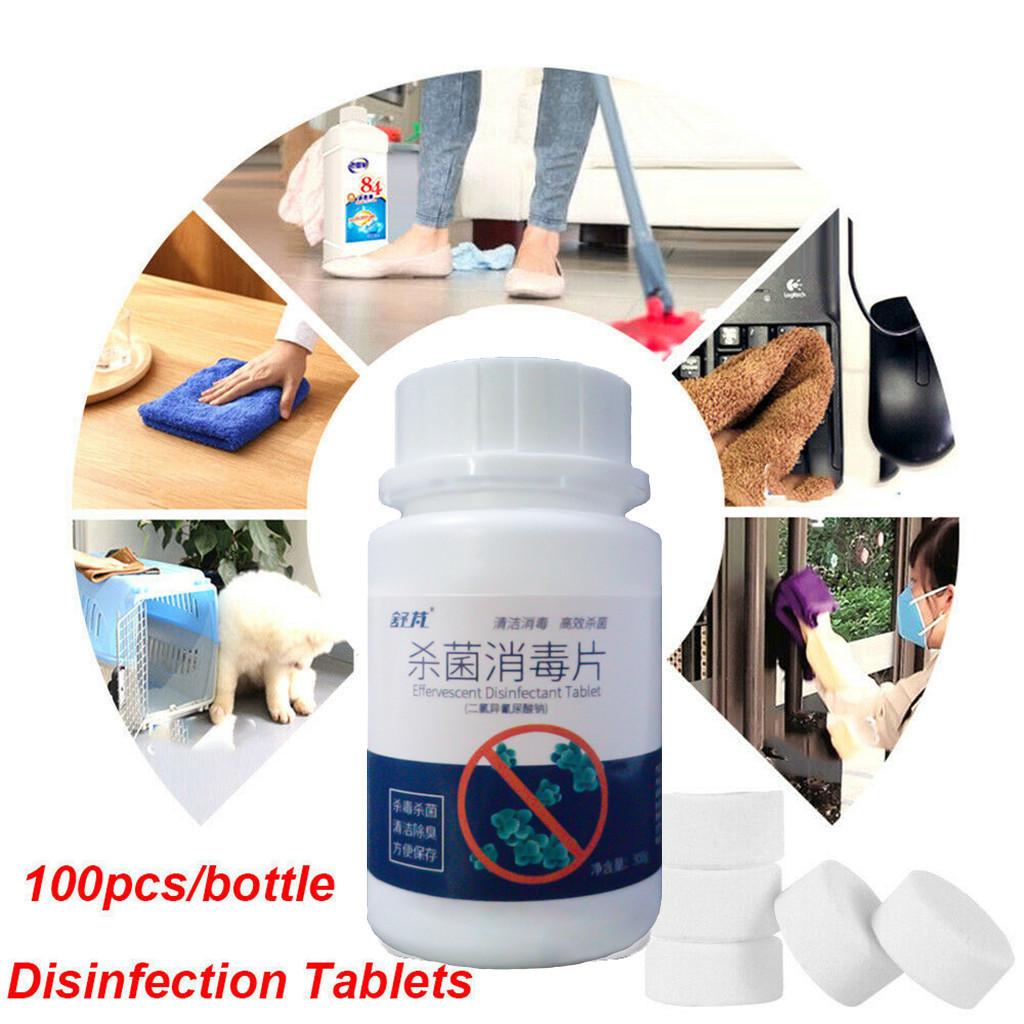 SNOWINSPRING 100Pcs//Bottle Disinfection Tablet Effervescent Tablets Laundry Floor Household Disinfection 2 Bottle