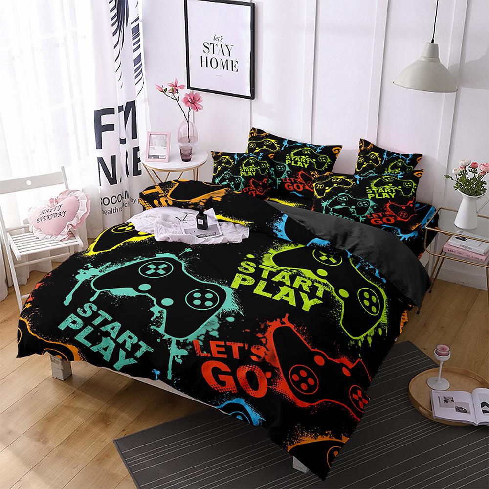 Gamepad Three-Piece Mobile Game Elements 3D Digital Printing Quilt Cover Bedding Four-Piece Set
