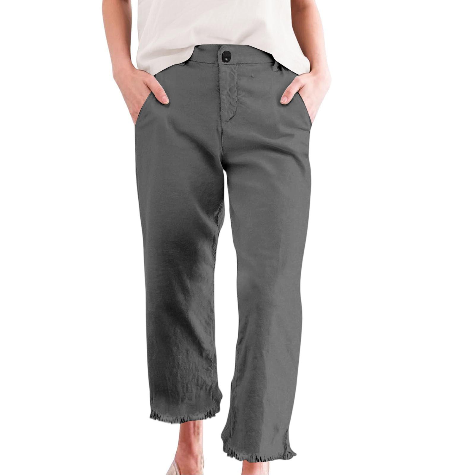 Women s Work Casual Cropped Pant High Waisted Business Casual Tapered Utility Jogger With Pockets L