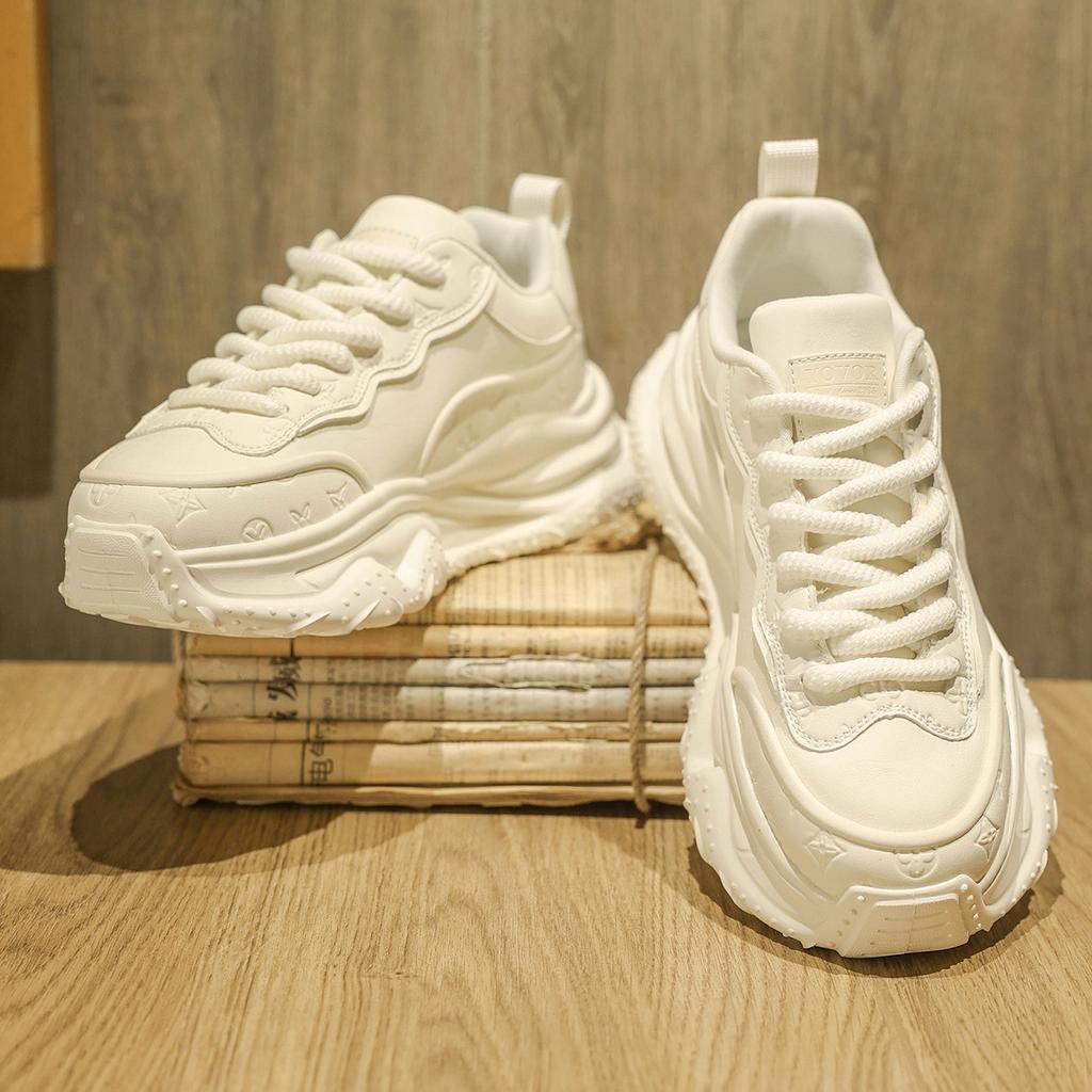 Thick-soled Heightening Sneakers Men's Autumn Breathable Little White Dad Shoes High-end White Shoes
