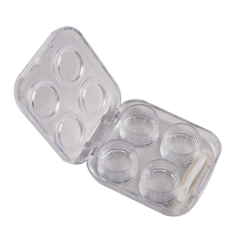 Two-Piece No-Twist Press-On Transparent Contact Lens Case - Portable Double Colored Storage