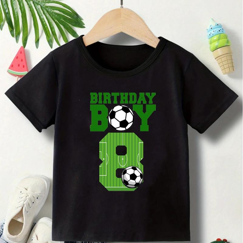 Birthday Boy Soccer Print T-shirts for Boys Summer Children Casual Fashion Comfortable Tops Kids Crew Neck Short Sleeve Tees