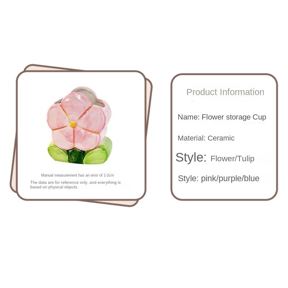 Tulip Flower Flower Makeup Brush Storage Bucket Ceramic Ceramic Tulip Pen Holder Office Pen Holder