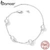 Bamoer 100% 925 Sterling Silver Delicate Shell Pearl Bead Women Bracelet Silver Adjustable Bracelet Fine Jewelry Wedding Gift
