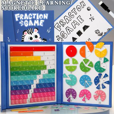 Magnetisk Bråkinlärning Matematikleksak Montessori Aritmetik Läromedel Träbok Pedagogiska Leksaker För Barn Julklapp