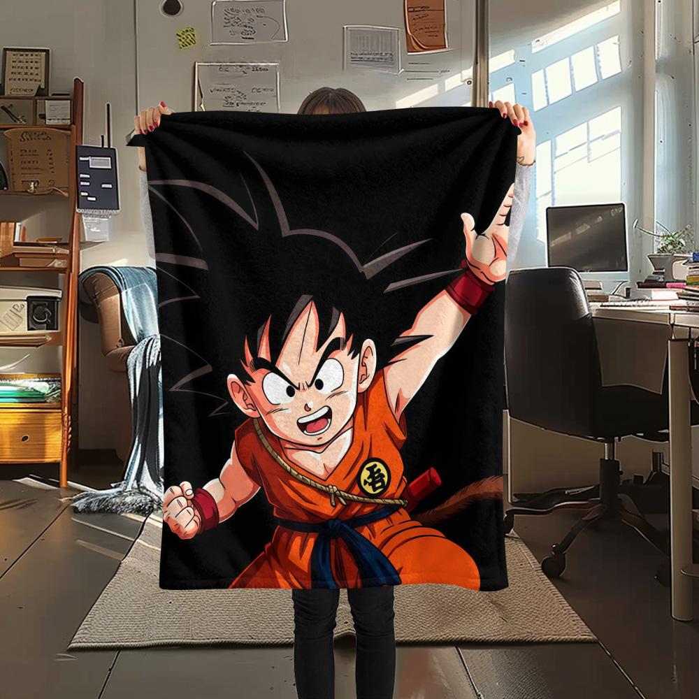 1PC Son Goku Patterned Flannel Blanket Suitable For All Seasons For Home Decor Warmth And Comfort Gifts Holiday Present