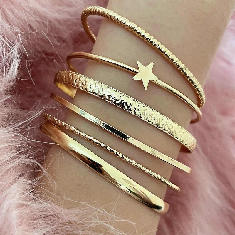 6pcs 10PCS Minimalist Five-Pointed Star Bracelet Set