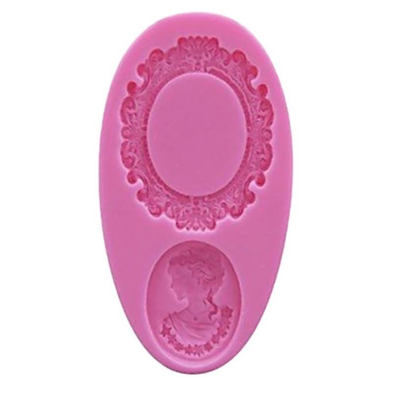 Woman Cameo Mirror Frame Silicone Fondant Mould Cake Decor Chocolate Baking Mold