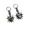 Gothic Punk Wolf Tooth Spike & Heart Chain Earrings