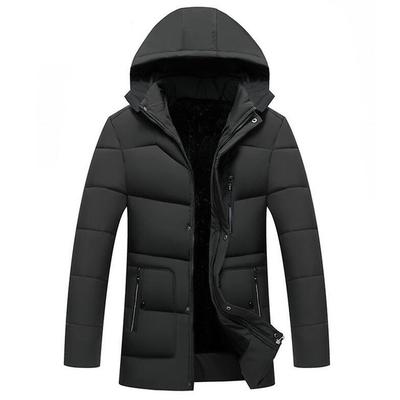 Winter Men Plus Velvet Thick Jacket Casual Warm Windproof Hooded Pocket Outwear