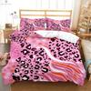 Pink Leopard Black and White Simple Print Duvet Cover 100% Polyester Bedding Set Quilt Cover Pillowcase Three-piece Set