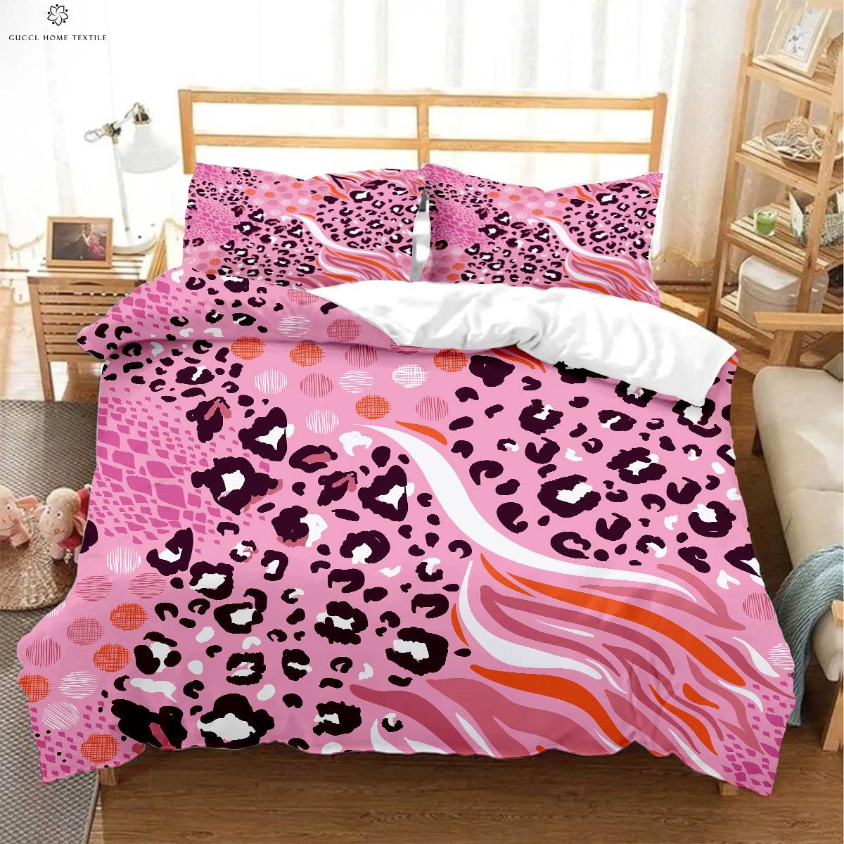 

Розовый леопард Черно-белый простой принт Пододеяльник 100% полиэстер Постельный комплект Покрывало Наволочка Набор из трех предметов EU 135x200cm 2PCS