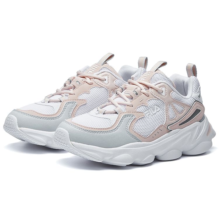 FILA Skipper Comfortable Versatile Fabric Low-Top Casual Running Shoes Women sneaker Gray Pink White F12W021117FWP