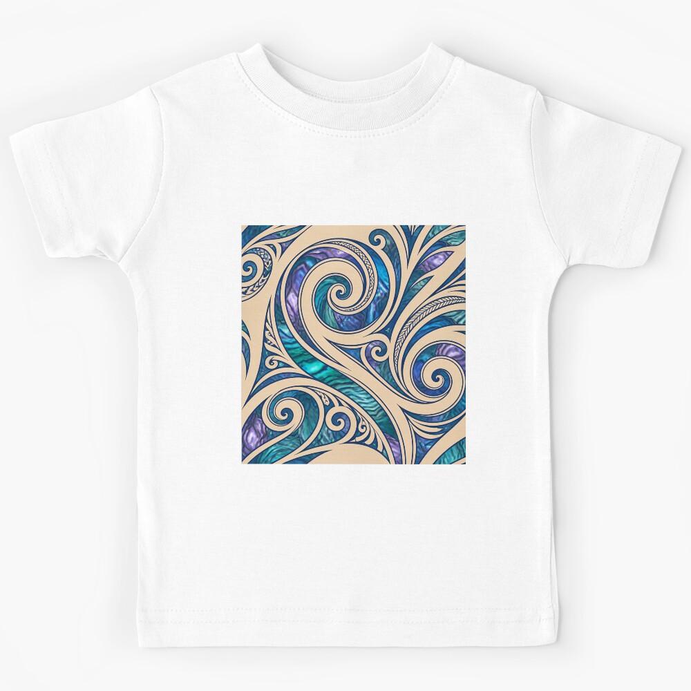New Zealand Māori Paua Pattern Koru Design 894 Kids T-Shirt 110
