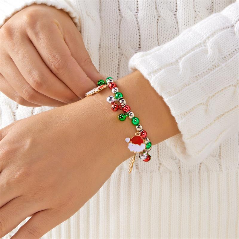 Christmas Colorful Beads Multi Element Pendant Bracelets For Women Santa Claus Snowflake Tree Bracelet Party Jewelry