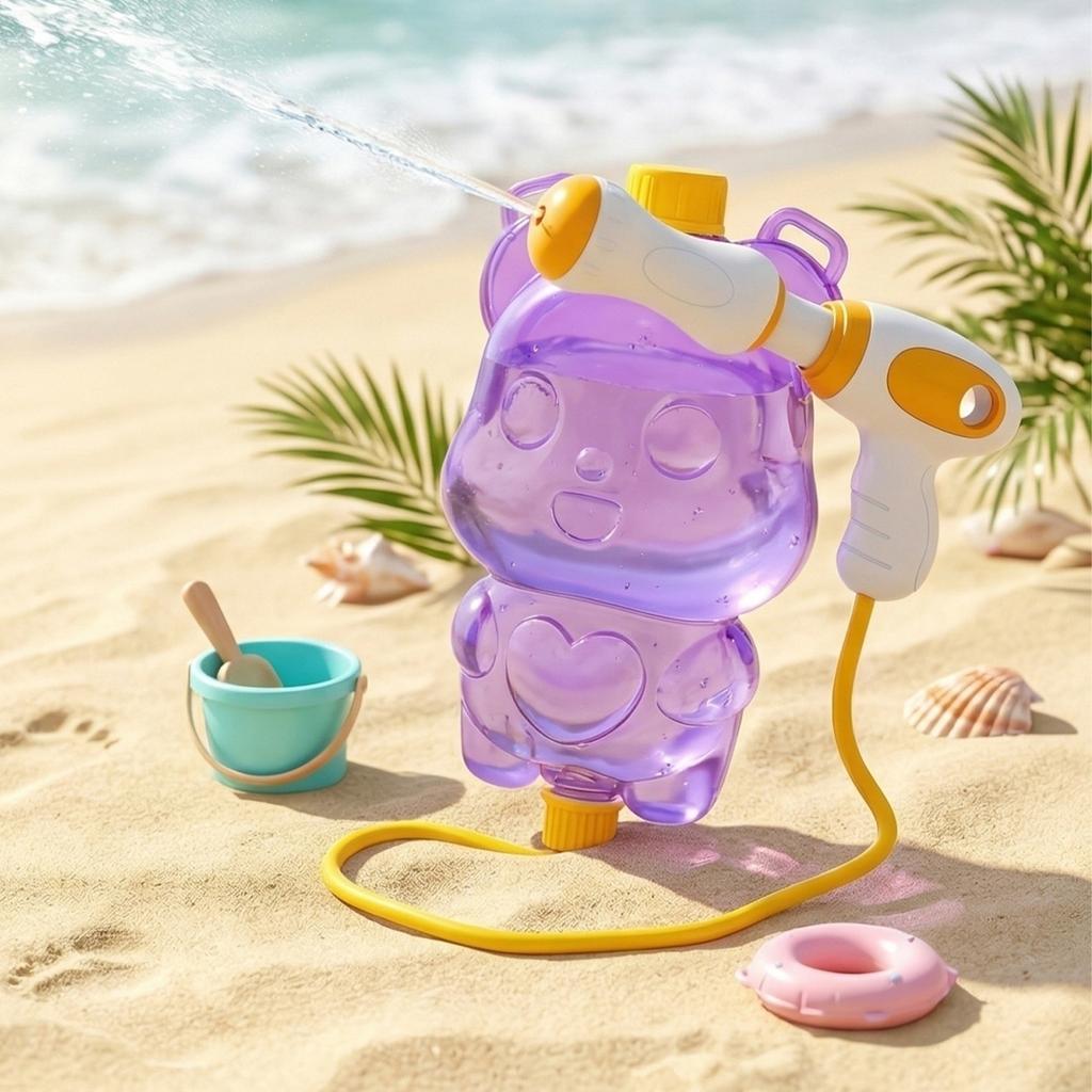 Bear Shaped Water Blaster Backpack for Outdoor Play with Handheld Spray Nozzle and Adjustable Strap for Kids Activities