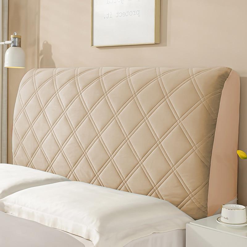 Morse All-Inclusive Thicken Velvet Headboard Cover Super Soft Smooth Quilted Head Cover Solid Color Bed Back Dust Protector Cover
