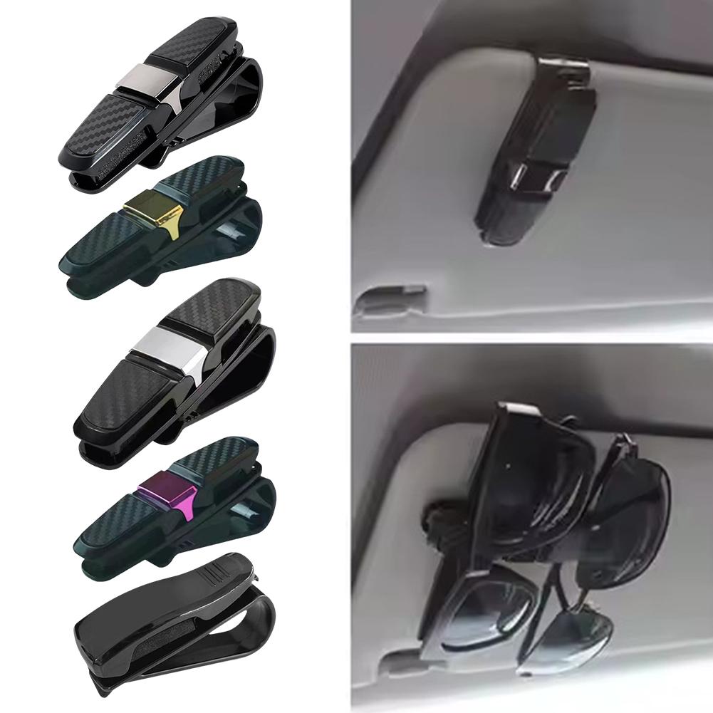 Auto Carbonfaser-Optik Brillenclip Sonnenblende Sonnenbrillenhalter 180 Grad Verstellbar Universal Auto Karten Ticket Befestigung