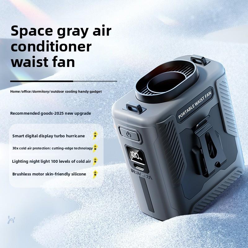 Portable Waist Fan With Usb Rechargeable Battery And 5 Speed Settings For Outdoor Camping And Hiking