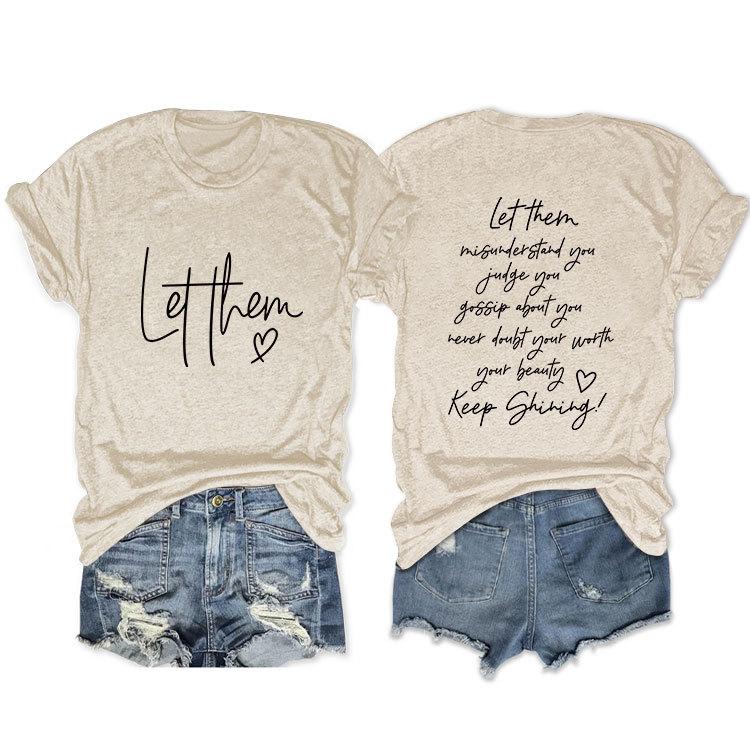 Casual front and rear printed simple short sleeves S