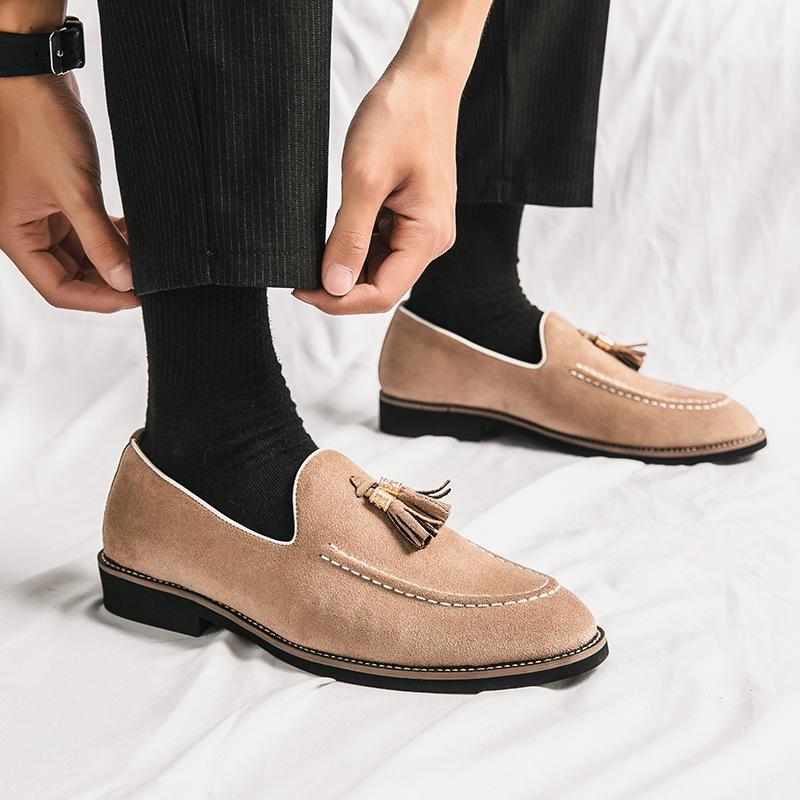 Mocassini da Uomo Taglie Forti con Nappine in Suede: Scarpe casual slip-on primavera/autunno