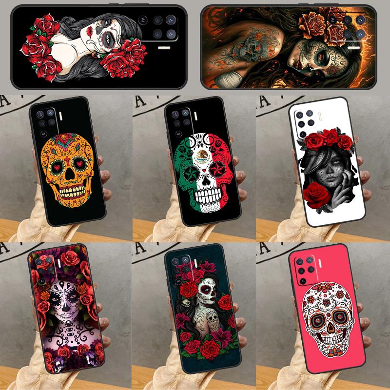 Mexican Skull Girl Tattooed Art Phone Case For Oppo A79 A18 A38 A58 A78 A98 A17 A40 A60 A80 A16 A76 A96 A15 A74 A94 A54 A77