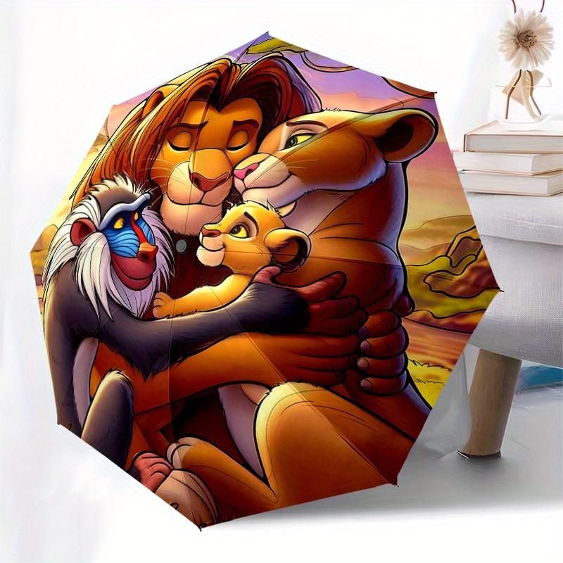 1 Auto Open Lion King, Family Themed Colorful 8-rib Portable Umbrella for Men and Women, A Compact Commuting Companion Suitable for Daily Dr