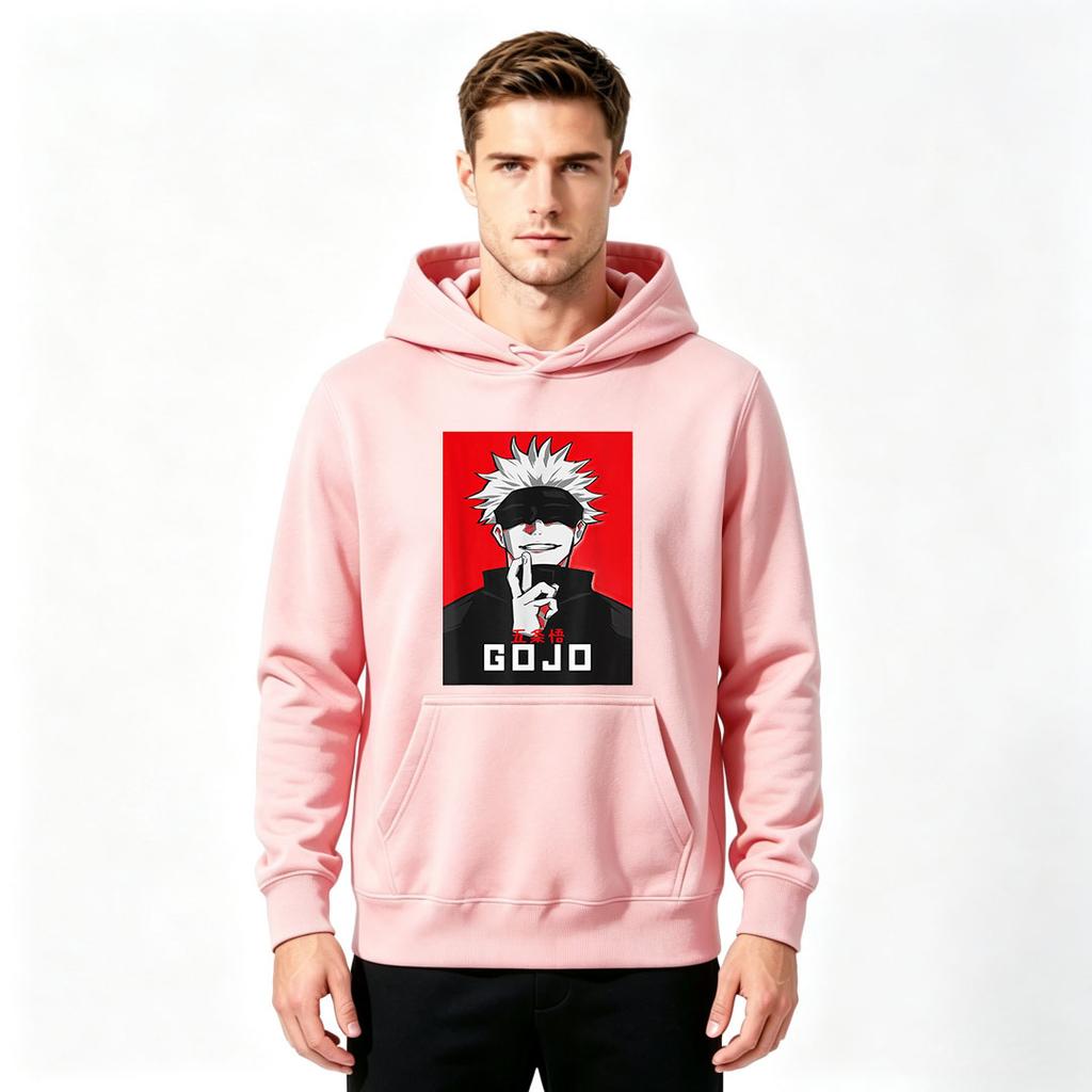 Men Jujutsu Kaisen Gojo Print Pullover Hoodie Casual Long Sleeve Streetwear Sweatshirt