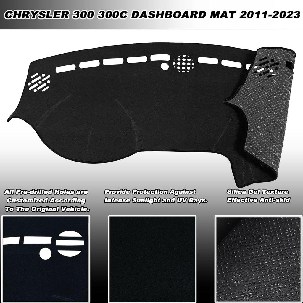 Dashboard Mat Cover Pad - Compatible with Chrysler 300 300C Sedan 2011- |  Fit Dash Mat | Anti-Glare & UV Dash Protector | Interior Dashboard