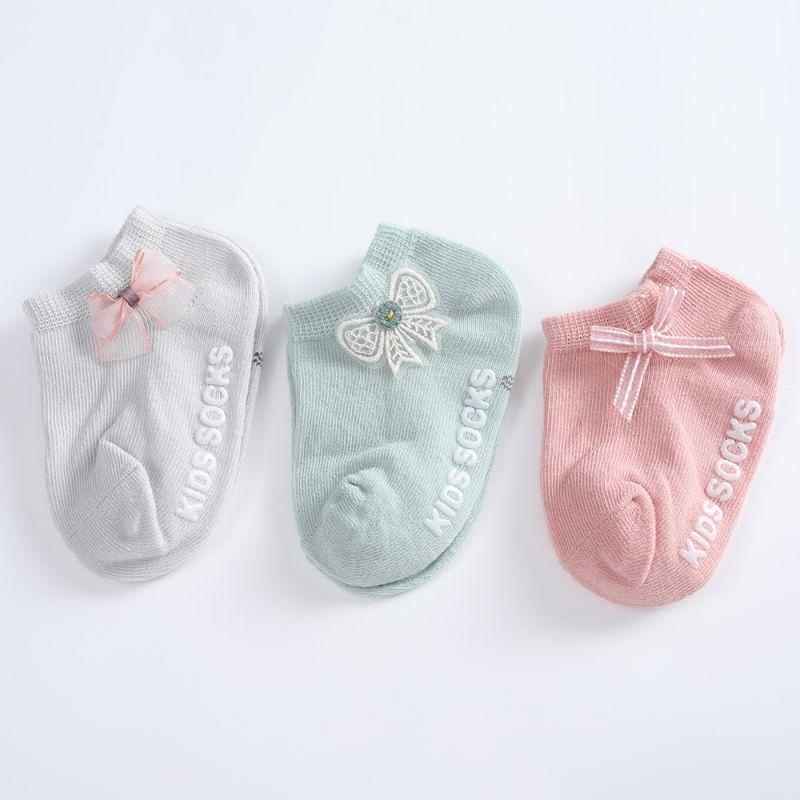 3 Pairs/lot Spring Baby Solid Color Cotton Socks Infant Floor Socks Children Girls Soft Anti-slip Boat Socks  0-5 Years