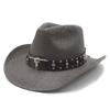 Retro bull head decorative straw hat hot-selling straw woven western cowboy hat men's and women's summer sun hat