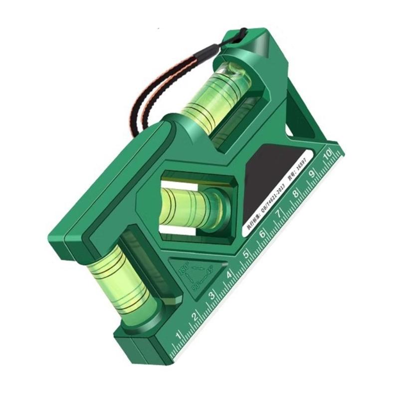 

3 in 1 Compact Household Magnetic Level Gauge with High Strength Magnets Angle Finder Leveling Aligner Woodworking Tool зелёный