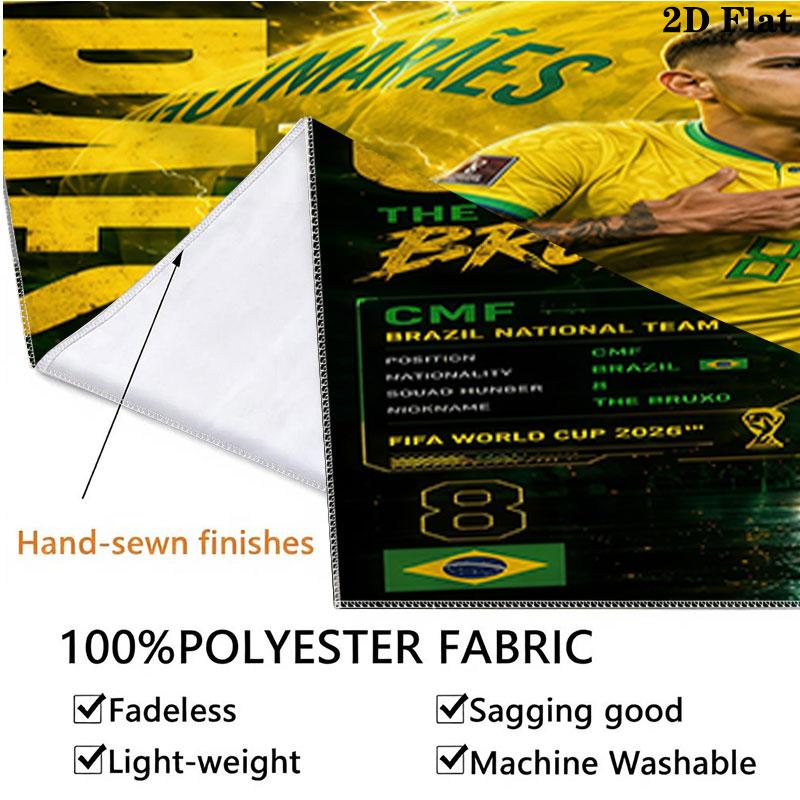 Brazil National Football Team Wall Tapestry Aesthetic Wall Hanging Printed Fabric Blanket Decorative Tapestries for Bedroom Living Room Home Decor