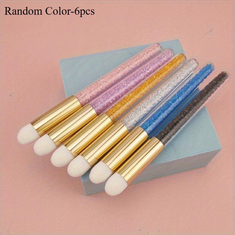 

6 шт. Прозрачная кисть для макияжа с бриллиантовым блеском, многоцветная, с длинной ручкой, кисть для очистки мусса, с мягкой щетиной из волокна, кисть для помады