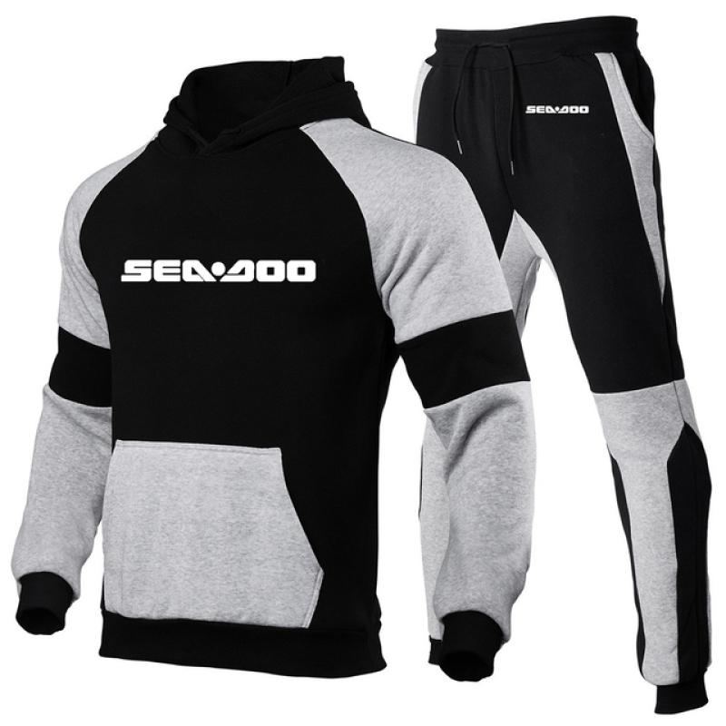 

Sea Doo Seadoo Moto Printed Осінньо-зимові костюми для чоловіків Толстовка в смужку + штани Повсякденний спортивний костюм Спортивний одяг Спортивний костюм M