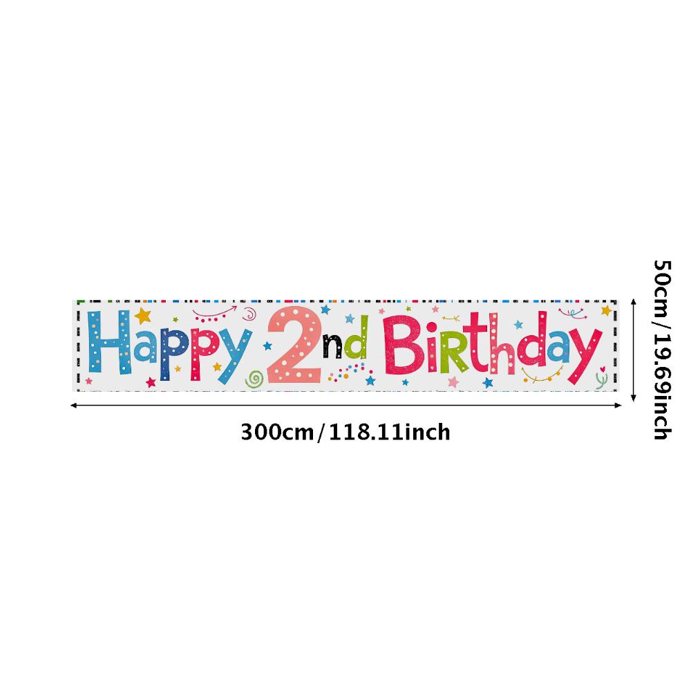 Lightweight Birthday Decoration Happy 2nd Birthday Banner Birthday Supplies For Indoor Decoration Party Decor