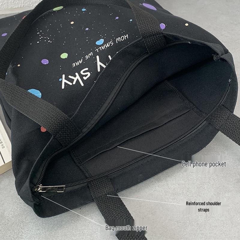 Spring/Summer Canvas Tote Bag: Japanese-Korean Style, Large Capacity, Versatile for Students and Everyday Use