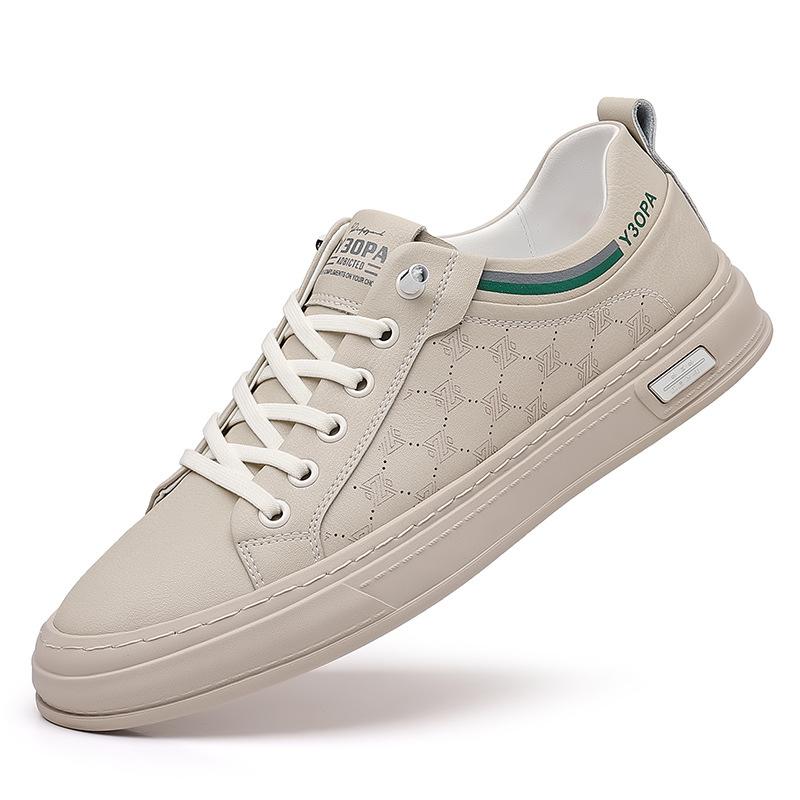 

Autumn new men s shoes leather sports casual men s leather shoes board shoes trend fashion white shoes 44 верблюд