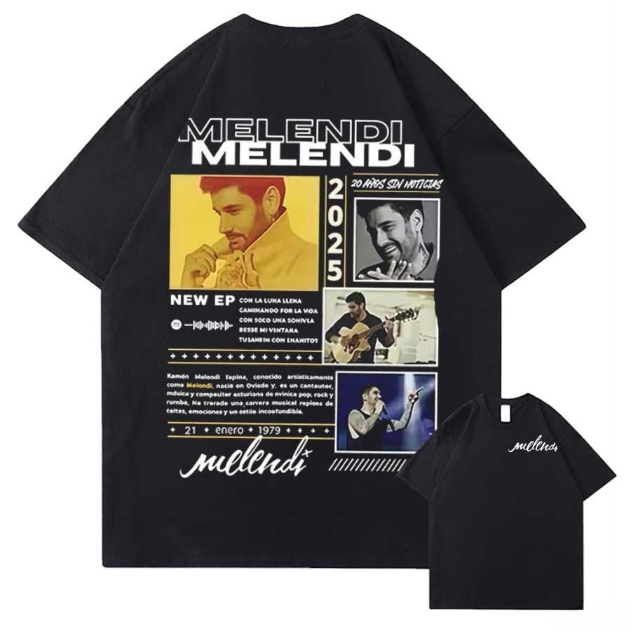 Melendi Merch Tour 2026 T shirt for Unisex Women Hiphop Streetwear Oversized Tops Cotton TShirt