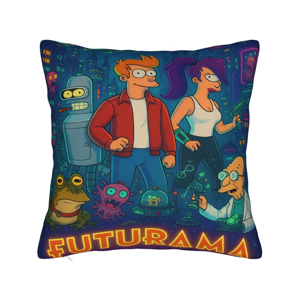 Futuramas Cartoon Comic Pillowcases Merch Soft Cushion Cover Gift  Pillow Case Cover Living Room Multiple Sizes