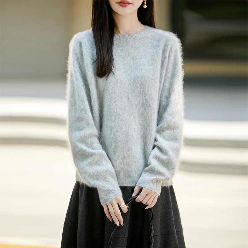 2026 Autumn/Winter Women's Loose Round Neck 100% Wool Long Sleeve Sweater