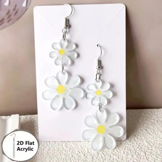 1 Paio Orecchini Pendenti Floreali da Donna Orecchini a Gancio Floreali in Acrilico 2D Ipoallergenici Leggeri Orecchini Pendenti Floreali Gioielli alla Moda