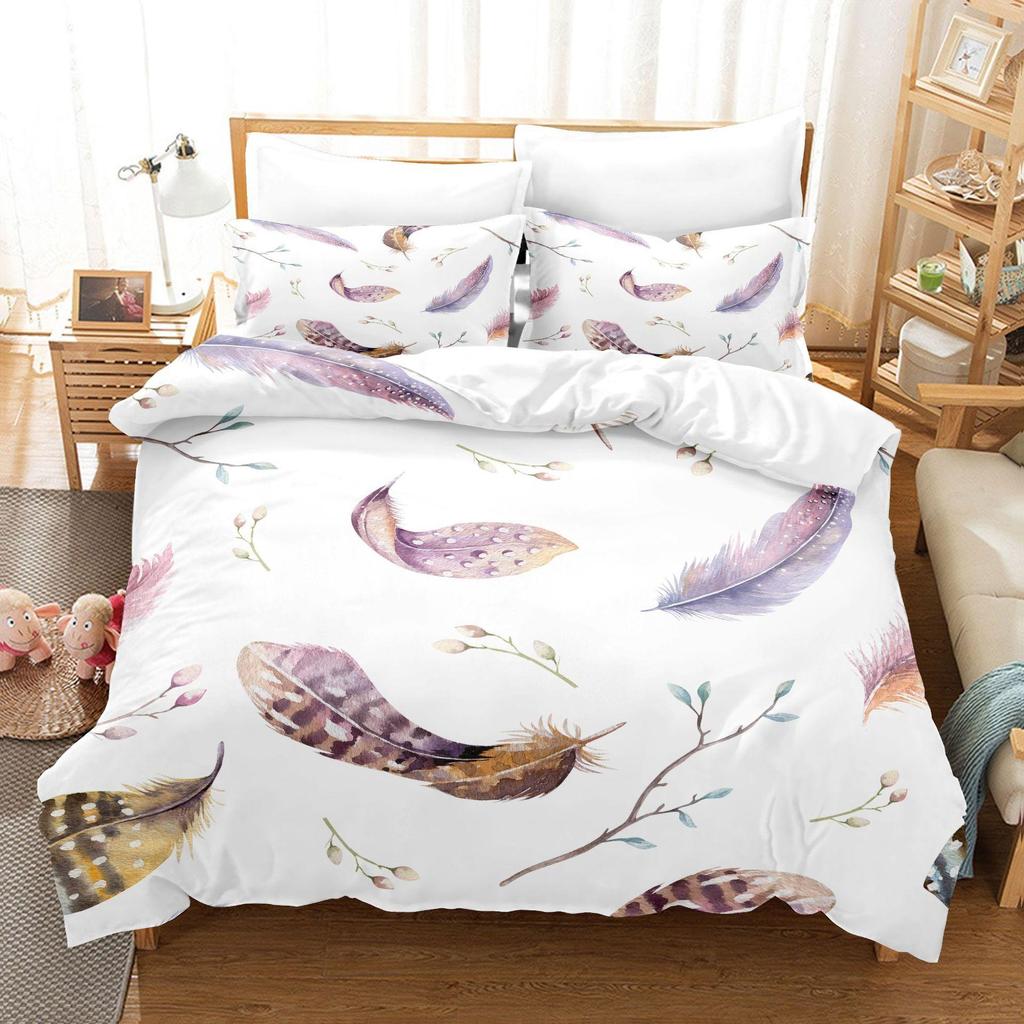 3D Dream Catcher Home Bedding Set Colorful Feather Pattern Quilt Cover and Pillow Cover Bedding Set AU/EU/US Full Size Bedding Set
