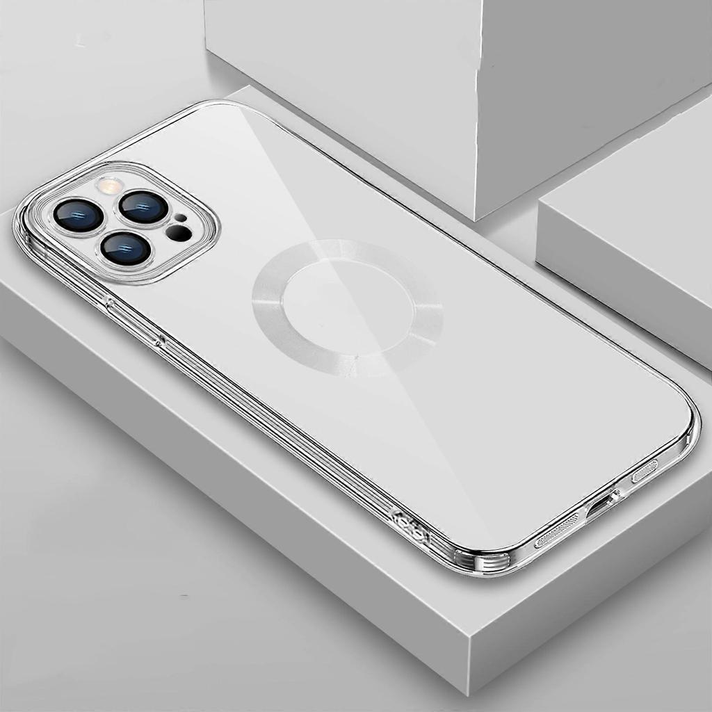 For iPhone 14 Plus 9D Plated Lens Film Clear Phone Case