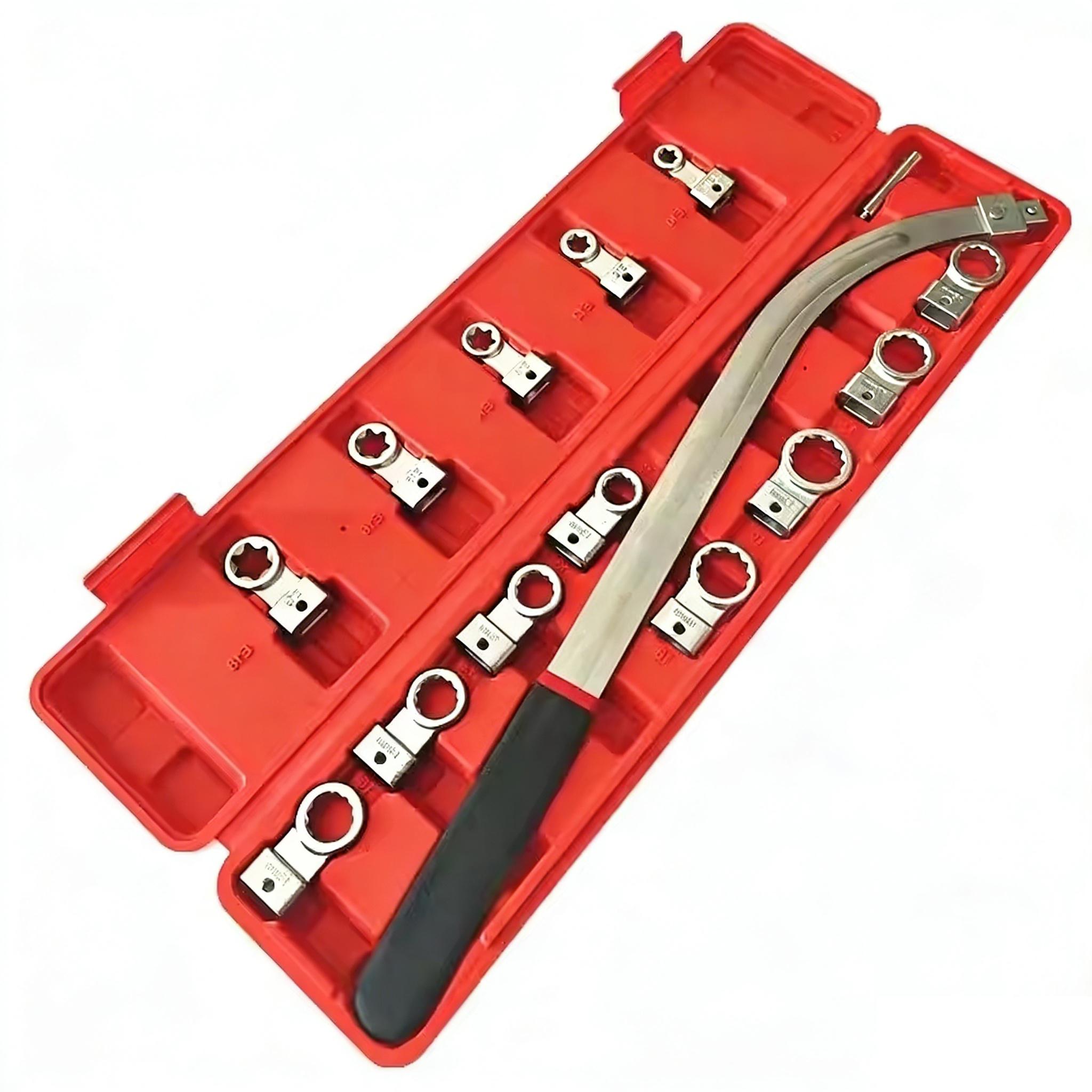 Automobile Engine Belt Adjustment Wrench 15-Piece Set Pulley Special Tools Idler Belt Tension Wrench for Vehicle Maintenance красный