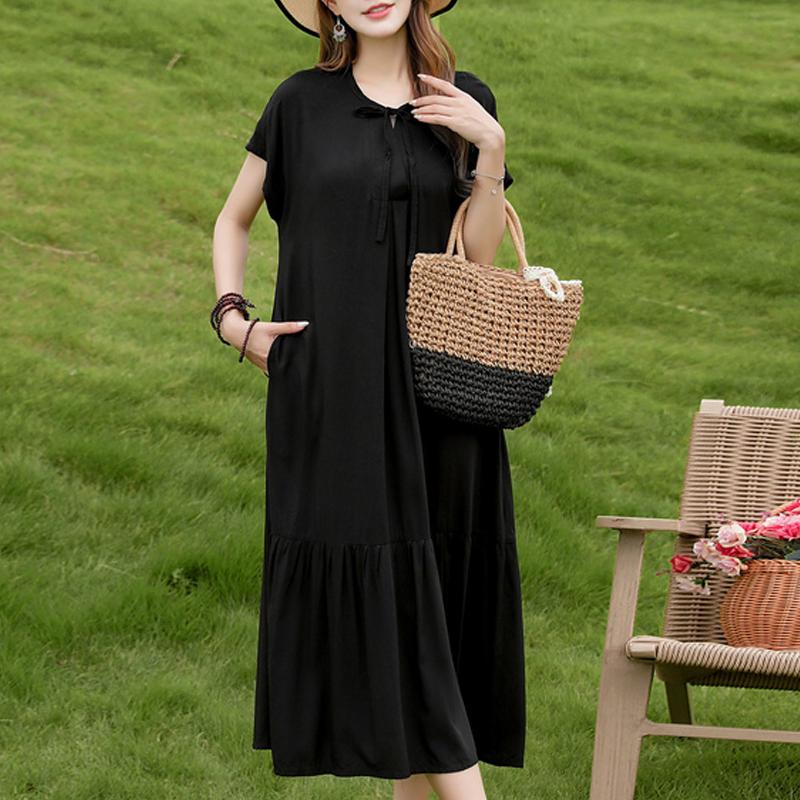 Women's Plus Size Floral Print Short Sleeve Maxi Dress, Loose Casual Summer Sundress (XL-5XL)