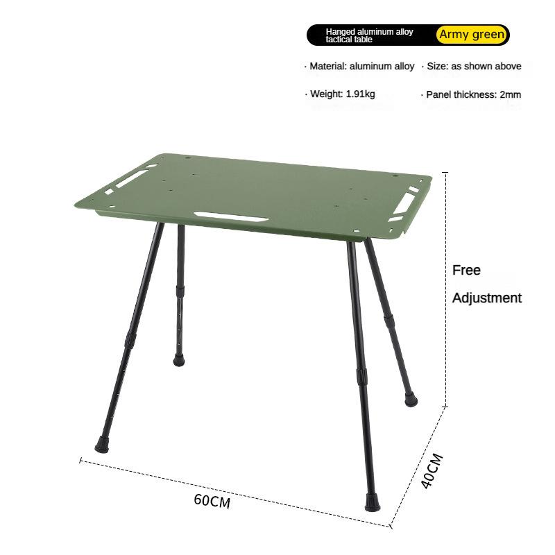 Outdoor Tactical Table, Lightweight IGT Aluminum Alloy Height-adjustable Table, Portable Foldable Camping Picnic BBQ Rack